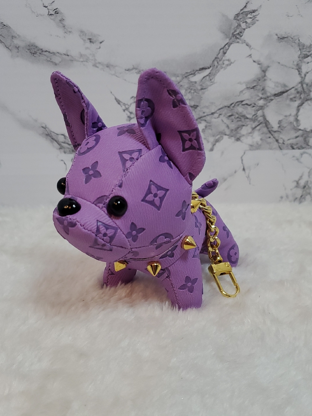 Purple Designer-Style French BullDog Keychain Bag Charm NWT